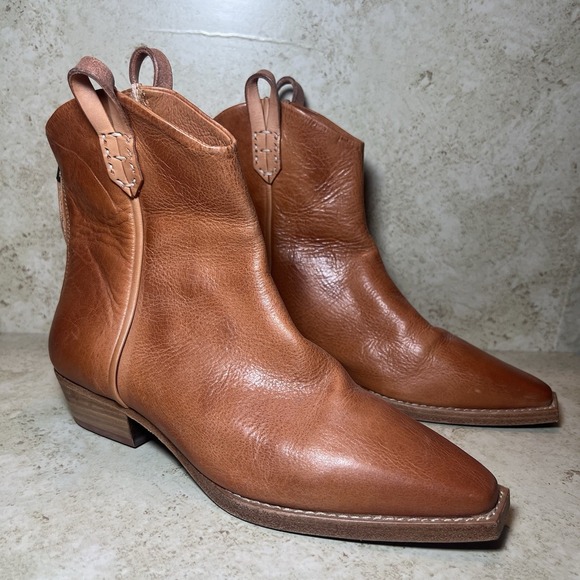 We The Free Shoes - We The Free Brown Leather Western Ankle Boots